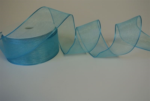 Band 20m/ 40mm, Voile mit Drahtkante, hblau Band 20m/ 40mm, Voile mit Drahtkante, hblau