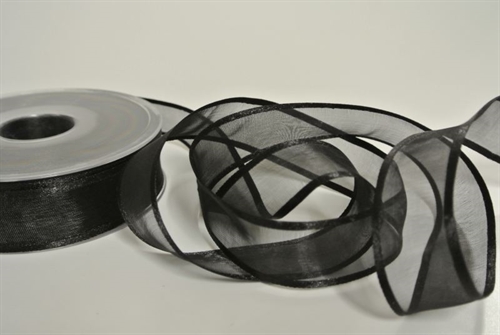 Band 25m/ 25mm, Organza d-face Satin, schwarz Band 25m/ 25mm, Organza d-face Satin, schwarz