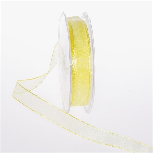 Band 25m/ 15mm, Organza/ Häkelkanten, gelb Band 25m/ 15mm, Organza/ Häkelkanten, gelb