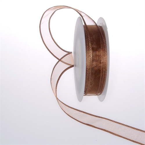 Band 20m/ 15mm, Organza mit Flechtkante, braun Band 20m/ 15mm, Organza mit Flechtkante, braun