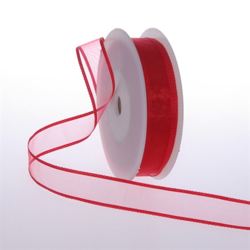 Band 20m/ 25mm, Organza mit Flechtkante, rot Band 20m/ 25mm, Organza mit Flechtkante, rot