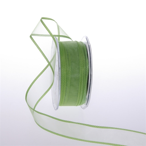 Band 20m/ 25mm, Organza mit Flechtkante, grün Band 20m/ 25mm, Organza mit Flechtkante, grün