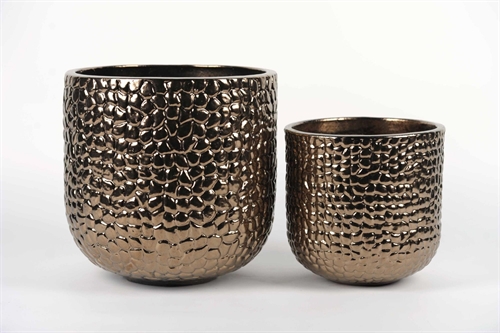 Blumentopf, Scaly Keramik - Ø36x H35, Ø27x H27cm, gold Blumentopf, Scaly Keramik - Ø36x H35, Ø27x H27cm, gold