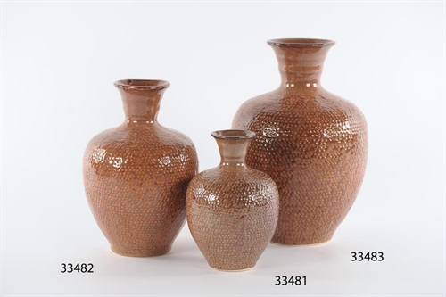KeramikVase, Fosette Ø14.5x H20.5, rotbraun KeramikVase, Fosette Ø14.5x H20.5, rotbraun
