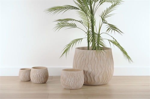 Blumentopf, Aura - Zement Ø18.8x H14.8cm, creme Blumentopf, Aura - Zement Ø18.8x H14.8cm, creme