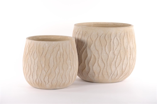Blumentopf, Nuance - Zement Ø35x H30+Ø43x H36cm, creme Blumentopf, Nuance - Zement Ø35x H30+Ø43x H36cm, creme