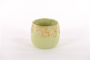 Blumentopf, Flowered Ø15.5x H13.5cm, green Blumentopf, Flowered Ø15.5x H13.5cm, green