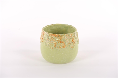 Blumentopf, Flowered Ø15.5x H13.5cm, green Blumentopf, Flowered Ø15.5x H13.5cm, green