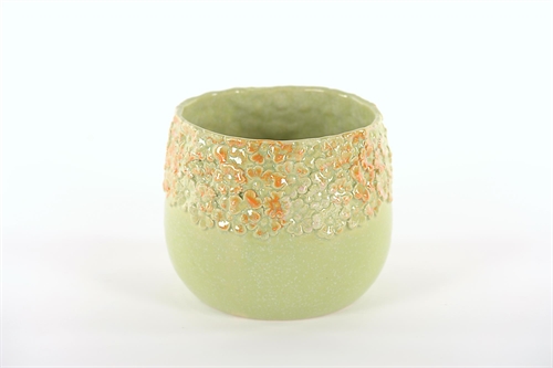 Blumentopf, Flowered Ø20x H16.5cm, green Blumentopf, Flowered Ø20x H16.5cm, green