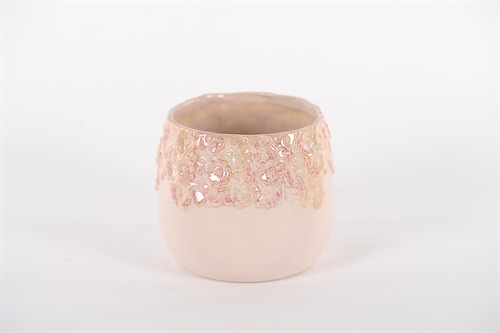 Blumentopf, Flowered Ø15.5x H13.5cm, soft pink Blumentopf, Flowered Ø15.5x H13.5cm, soft pink