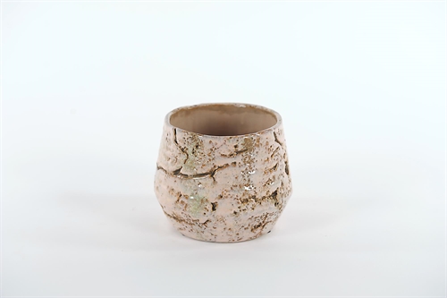 Blumentopf, Grooved Ø14x H11.5cm, pink/taupe Blumentopf, Grooved Ø14x H11.5cm, pink/taupe