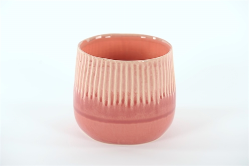 Blumentopf, Rosaripp Ø18x H15cm, rosa Blumentopf, Rosaripp Ø18x H15cm, rosa