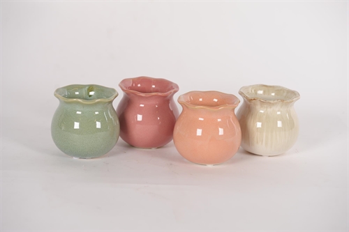 BlumenTopf, Soliflor Mix Keramik Ø10x H9.5cm, 4-Col BlumenTopf, Soliflor Mix Keramik Ø10x H9.5cm, 4-Col