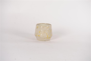 Blumentopf, Grooved Ø14x H11.5cm, grau/gelb Blumentopf, Grooved Ø14x H11.5cm, grau/gelb