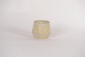 Blumentopf, Grooved Ø15.5x H13.5cm, grau/gelb Blumentopf, Grooved Ø15.5x H13.5cm, grau/gelb