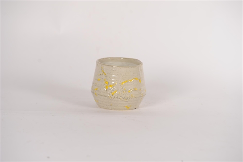 Blumentopf, Grooved Ø15.5x H13.5cm, grau/gelb Blumentopf, Grooved Ø15.5x H13.5cm, grau/gelb