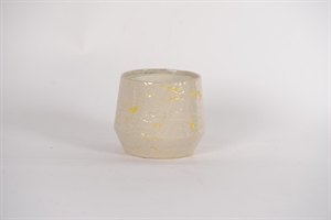 Blumentopf, Grooved Ø18.5x H16.5cm, grau/gelb Blumentopf, Grooved Ø18.5x H16.5cm, grau/gelb