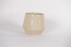 Blumentopf, Grooved Ø22.5x H19.5cm, grau/gelb Blumentopf, Grooved Ø22.5x H19.5cm, grau/gelb