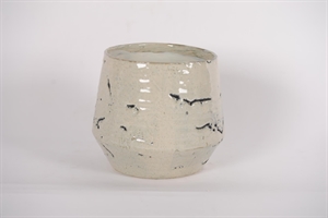 Blumentopf, Grooved Ø22.5x H19.5cm, grey/black Blumentopf, Grooved Ø22.5x H19.5cm, grey/black