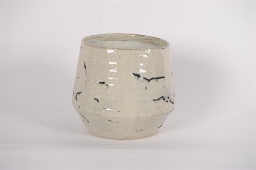 Blumentopf, Grooved Ø22.5x H19.5cm, grey/black Blumentopf, Grooved Ø22.5x H19.5cm, grey/black