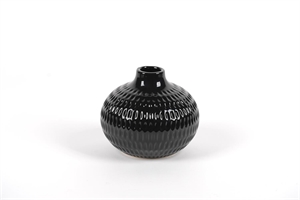 Vase, Keramik Ø18x H15cm, schwarz Vase, Keramik Ø18x H15cm, schwarz
