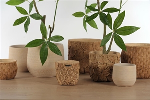 Blumentopf, Tissée - Zement Ø27.5x 22.5cm, natur Blumentopf, Tissée - Zement Ø27.5x 22.5cm, natur