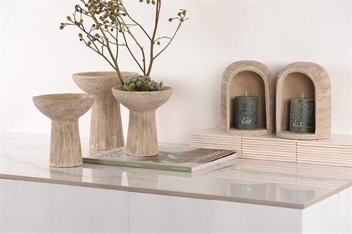 Blumentopf, auf Fuss -Chalyx Ø15.3x H16.5cm, creme Blumentopf, auf Fuss -Chalyx Ø15.3x H16.5cm, creme