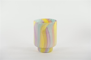 Glasvase, Hippie Ø15.5x H20.5cm, gelb/blau Glasvase, Hippie Ø15.5x H20.5cm, gelb/blau