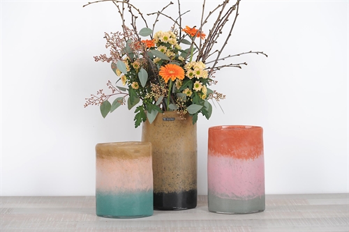 Glasvase, Ombré - L17x 10x H21cm, tricolor salmon Glasvase, Ombré - L17x 10x H21cm, tricolor salmon