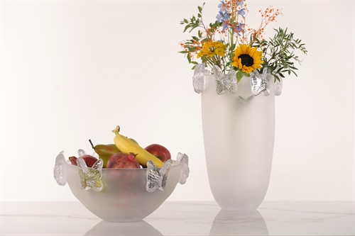 Glasschale, Mariposa - Ø24x H38cm, weiss Glasschale, Mariposa - Ø24x H38cm, weiss