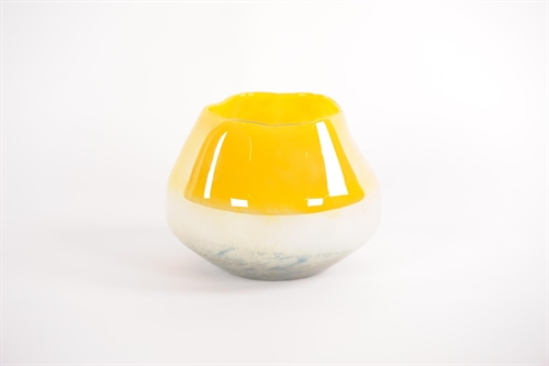 Glasvase, Dualis - Ø22.8x H18.1cm, lemon/grey Glasvase, Dualis - Ø22.8x H18.1cm, lemon/grey