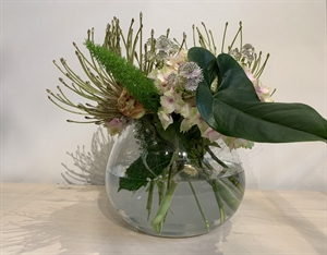 Glasvase, Convexa gebogen Ø29x H23cm, klar Glasvase, Convexa gebogen Ø29x H23cm, klar