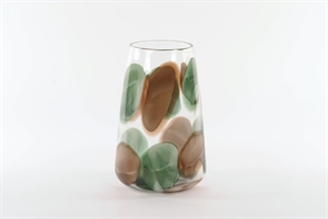 Glasvase, mundgeblasen Ø19.5x H31cm, vert-marron* Glasvase, mundgeblasen Ø19.5x H31cm, vert-marron*