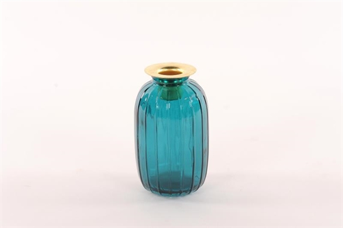 Glasvase, Kerzen-Halter Ø7x H12cm, teal Glasvase, Kerzen-Halter Ø7x H12cm, teal