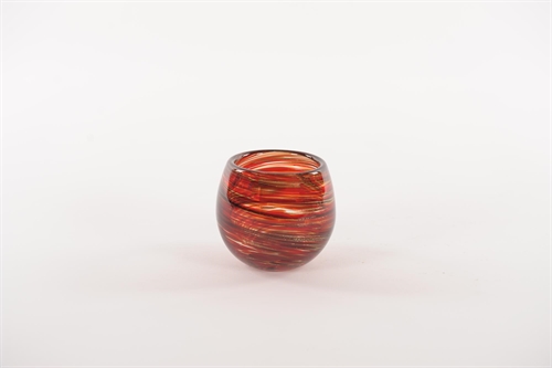 Glasvase, Remolino - Ø10x H9cm, rot/gold Glasvase, Remolino - Ø10x H9cm, rot/gold