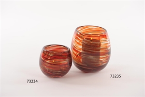 Glasvase, Remolino - Ø13x H13.5cm, rot/gold Glasvase, Remolino - Ø13x H13.5cm, rot/gold