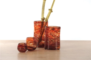 Glasvase, Remolino - L16.5x 10x H25.5cm, rot/gold Glasvase, Remolino - L16.5x 10x H25.5cm, rot/gold