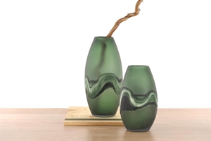 Glasvase, Marble lin - Ø18.5x H31.5cm, matt forest green Glasvase, Marble lin - Ø18.5x H31.5cm, matt forest green