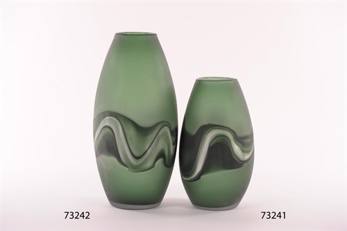 Glasvase, Marble lin - Ø21x H42cm, matt forest green Glasvase, Marble lin - Ø21x H42cm, matt forest green