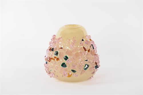 Glasvase, Fragmented Ø23x H24cm, banana cream Glasvase, Fragmented Ø23x H24cm, banana cream