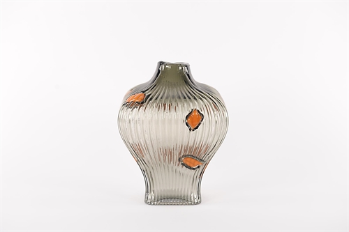 Glasvase, Autumn leaves Ø23x H30.5cm, antrazith Glasvase, Autumn leaves Ø23x H30.5cm, antrazith