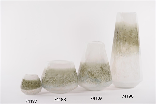 GlasVotiv, Touch of gras Ø12x H11cm, olive/weiss GlasVotiv, Touch of gras Ø12x H11cm, olive/weiss