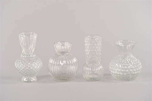GlasVase, Charming Ø9 x H13cm - Set/4, klar GlasVase, Charming Ø9 x H13cm - Set/4, klar
