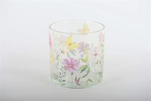 Windlicht, Vlinderhofje Ø15x H15cm, grün/rosa Windlicht, Vlinderhofje Ø15x H15cm, grün/rosa