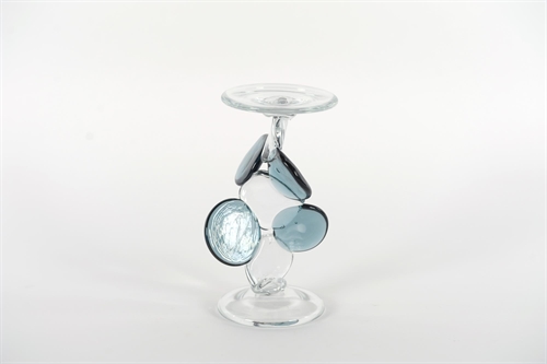 Kerzenständer, Glas Coins L13x 12x H22.5cm, blau Kerzenständer, Glas Coins L13x 12x H22.5cm, blau