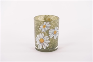 Windlicht, Daisy Ø10x H12.5cm, grün/weiss Windlicht, Daisy Ø10x H12.5cm, grün/weiss