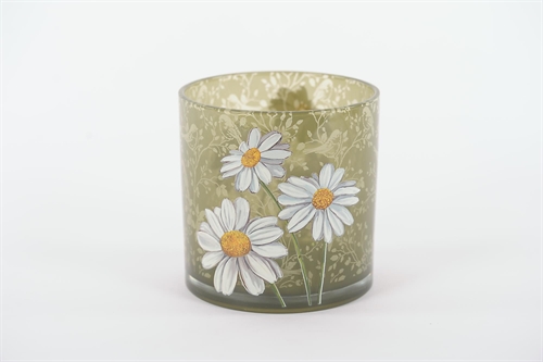 Windlicht, Daisy Ø15x H15cm, grün/weiss Windlicht, Daisy Ø15x H15cm, grün/weiss