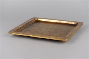 Schale, Aluminium L41x 41x H2.5cm, altgold Schale, Aluminium L41x 41x H2.5cm, altgold