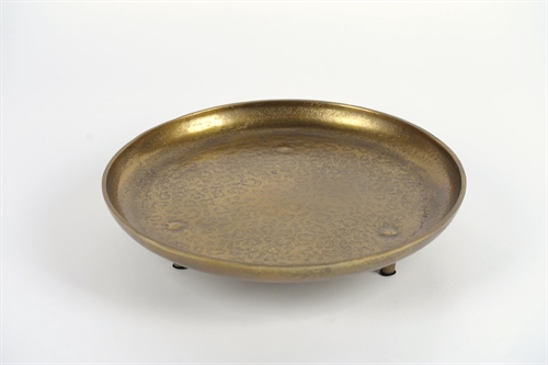 Schale, mit 3 Füssen Alu Ø41x H9cm, raw gold Schale, mit 3 Füssen Alu Ø41x H9cm, raw gold