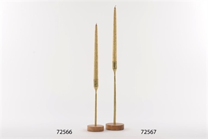 Kerzenständer, mit Holzfuss Ø9x H26cm, gold Kerzenständer, mit Holzfuss Ø9x H26cm, gold